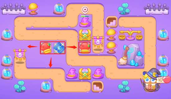 保卫萝卜4阿波与魔法宝藏第33关攻略,阿波与魔法宝藏第33关图文通关步骤